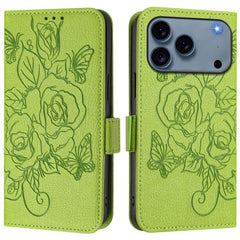Embossed Rose RFID Anti-theft Leather Phone Case, For iPhone 17 Pro Max, For iPhone 17 Pro, For iPhone 17, For iPhone Air