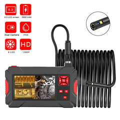 P30 8mm 1080P IP68 Waterproof 4.3 inch Screen Dual Camera Digital Endoscope, 2m Hard Cable, 5m Hard Cable, 10m Hard Cable