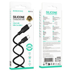 BOROFONE BX113 60W USB-C / Type-C to Type-C Silicone Charging Data Cable, 2m Type-C to Type-C