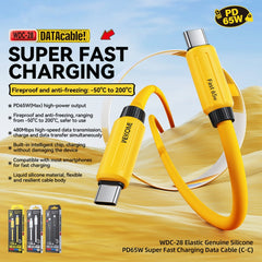 WK WDC-28 Elastic Genuine Silicone 1m PD65W Type-C to Type-C Fast Charging Data Cable, WDC-28