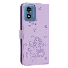 Embossed Kitten Phone Leather Case with Lanyard, For Motorola Moto G Play 4G 2024, For Motorola Moto G Power 5G 2024, For Motorola Moto G84, For Motorola Edge 40 Neo