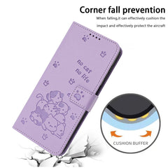 Embossed Kitten Phone Leather Case with Lanyard, For Motorola Moto G14, For Motorola Moto G Stylus 2023 4G, For Motorola Edge 40