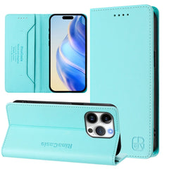 RC01 Dual-Folded Magnetic Suction RFID Leather Phone Case, For iPhone 16 Pro, For iPhone 16 Plus, For iPhone 16