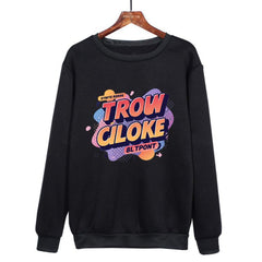 Orange Alphabet Printed Casual Loose Round Neck Sweatshirt Print On Your Demand, XS, S, M, L, XL, XXL, XXXL
