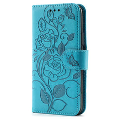 Rose Butterfly Embossed Leather Phone Case, For iPhone 17e / 16e, For iPhone 17 Pro Max, For iPhone 17 Pro, For iPhone 17