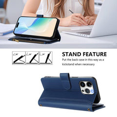 Magnetic Closure 9 Card Slots Zipper Leather Case with Hand Strap, For iPhone 14 Pro Max, For iPhone SE 2022 / 2020 / 8 / 7, For iPhone 13 Pro Max, For iPhone 13 Pro