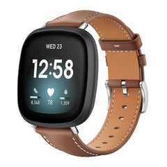 xDfind Flat Head Black Shark Fine Grain Leather Watch Band, For Fitbit Versa 4 / 3 / Sense2 / 1 20mm, For Fitbit Versa 2 / Versa / Versa Lite 22mm