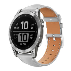 xDfind Flat Head Black Shark Fine Grain Leather Watch Band, For Garmin Fenix 8/7/6/5 22mm 20mm, For Garmin Fenix 8/7X/6X/5X 26mm 22mm, For Garmin Forerunner 220/735/735XT/230/235 20mm, For Garmin Forerunner 35/30/35j 20mm