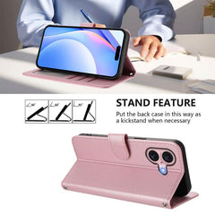 Litter Panda Embossing RFID Leather Phone Case with Lanyard, For iPhone 16, For iPhone 15 Pro Max, For iPhone 15 Pro, For iPhone 15 Plus
