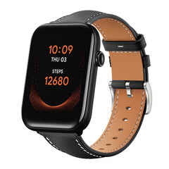 xDfind Flat Head Black Shark Fine Grain Leather Watch Band, 20mm For Ticwatch GTH / E3 / E / 2, 22mm For Ticwatch Pro X / Pro3 / Pro / GTX / E2