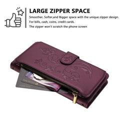 Butterfly Love Flower Multi-card Zipper Wallet Leather Phone Case, For iPhone 15 Pro Max, For iPhone 15 Pro, For iPhone 15 Plus