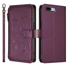 Butterfly Love Flower Multi-card Zipper Wallet Leather Phone Case, For iPhone 7 Plus / 8 Plus