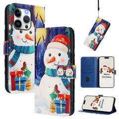 Christmas Series Buckle Leather Phone Case with Hand Strap, For iPhone 14 Pro Max, For iPhone SE 2022 / SE 2020 / 8 / 7, For iPhone 13 Pro Max, For iPhone 13 Pro