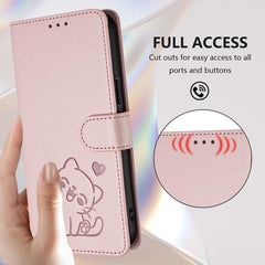 Embossed Heart Cat Leather Phone Case with Hand Strap, For iPhone 11 Pro, For iPhone X / XS
