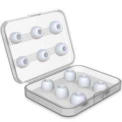6 Pairs Wireless Earphone Replaceable Silicone Ear Cap Earplugs for AirPods Pro, with Storage Box, Silicone White