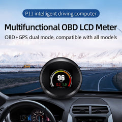 P11 OBD2 + GPS Mode Car HUD Head-up Display Water Temperature / Vehicle Speed / Voltage / Fuel Consumption Display, Speed Alarm, P11