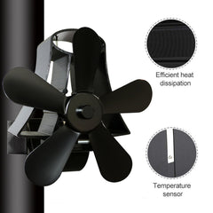 YL-106 5-Blade High Temperature Aluminum Heat Powered Fireplace Stove Fan, YL-106 (Black), YL-106 (Bronze), YL-106 (Grey), YL-106 (Gold), YL-106 (Rose Red), YL-106 (Silver), YL-106 (White)