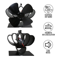 YL201 4-Blade High Temperature Metal Heat Powered Fireplace Stove Fan, YL201 (Grey), YL201 (Gold), YL201 (Rose Red), YL201 (Silver), YL201 (Black), YL201 (Bronze)