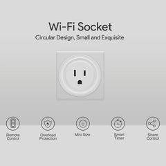SA-003 10A Mini WiFi Plug Timing Smart Socket Works with Alexa & Google Home, AC 100-240V, US Plug, SA-003