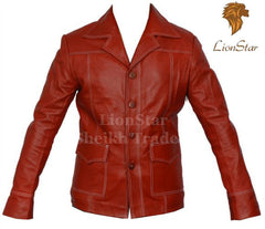 Men's Fight Club Tyler Durden Black & Red Sheepskin Jacket | Premium Leather | Iconic Movie Style