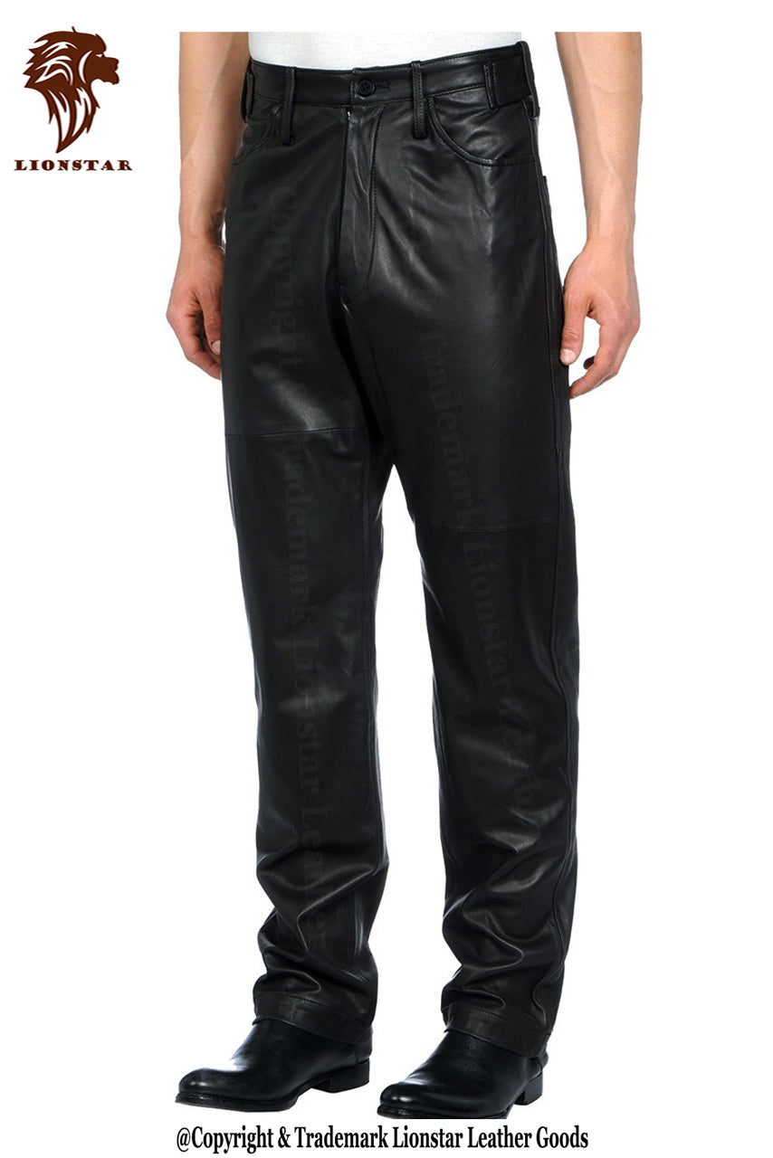 Men's Black Sheepskin Leather Pants | Premium Classic Fit | Soft Premium Leather