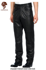 Men's Black Sheepskin Leather Pants | Premium Classic Fit | Soft Premium Leather