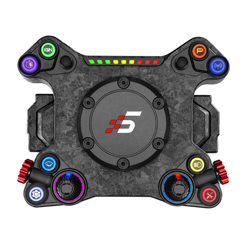 Simagic NEO X Hub modular DIY steering wheel button hub with multiple buttons on a racing steering wheel base.