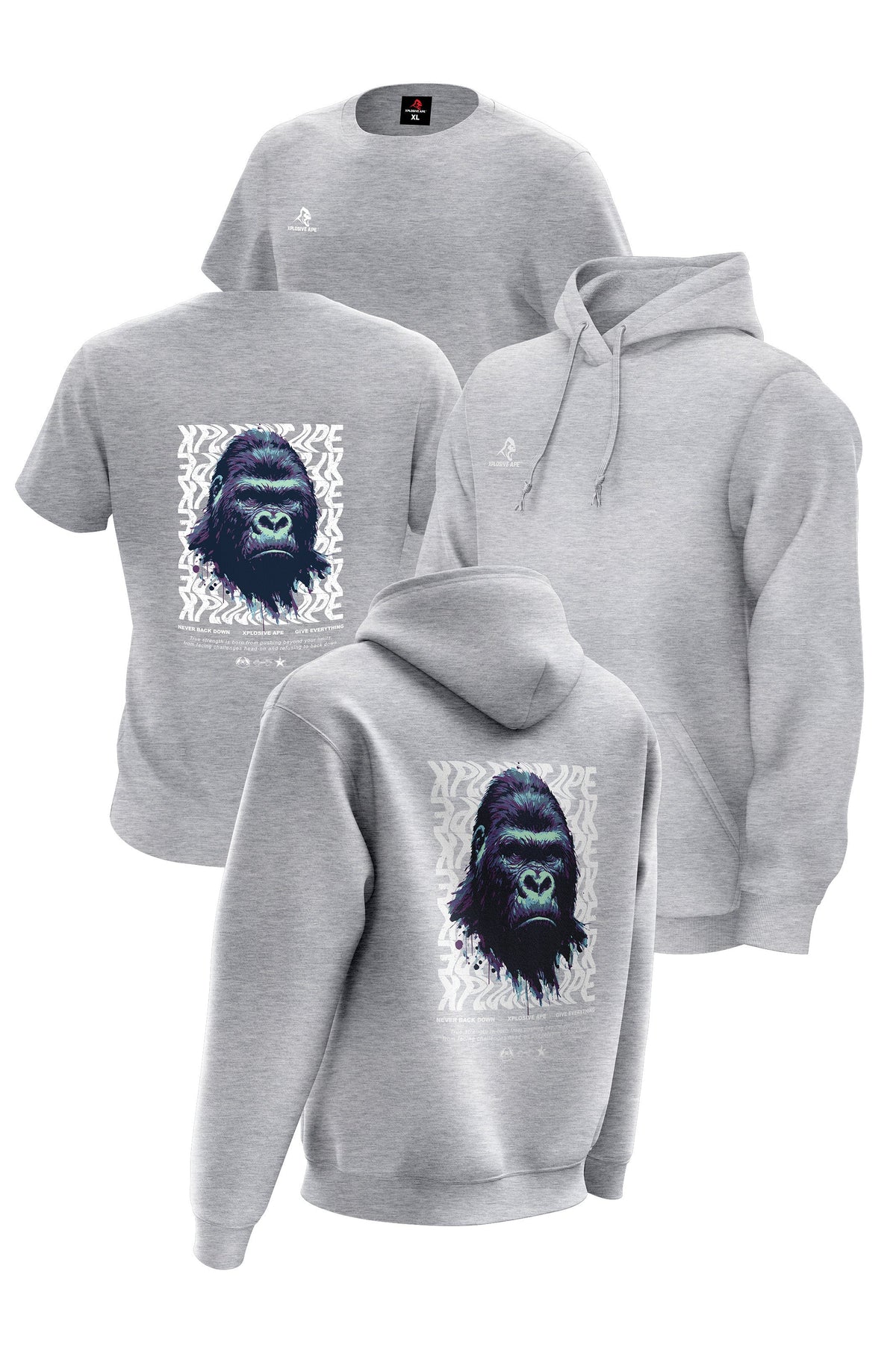 XAPE Give Everything Hoodie & Tee Combo - Sports Grey