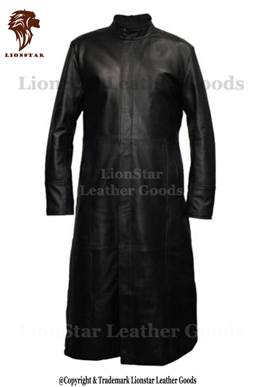 Men's Gothic Leather Trench Coat | Premium Cowhide | Full Length | Dark Fashion