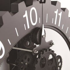 Home Simple European Style Triangular Mechanical Gears Wall Clock, Black