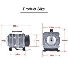 ACO-006 80W 88L/Min Electromagnetic Air Pump Compressor Seafood Fish Tank Increase Oxygen Air Flow Spliter, US Plug, ACO-006