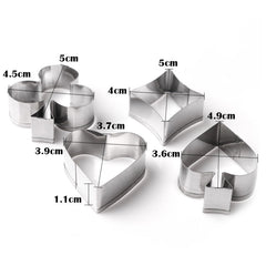 3 Sets Stainless Steel Poker Cookie Mold Playing Cards Cake Fondant Mold Spade Heart Biscuit Cutter, 3 Sets