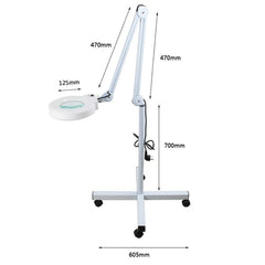 5X Foldable Swing Arm Desk Table Mount Magnifier with Lamp Light for Facial Tattoo Eyebrow Nail Salon Beauty, Cool White Light