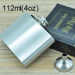 112mL (4oz) Outdoor Sports Handy Home Travel Wild Stainless Steel Portable Hip Flask(with Small Funnel)(Silver 112mL (4oz)), 112mL (4oz)