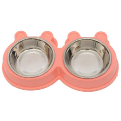 2 in 1 Stainless Steel  Bowls, Anti-slippery Mat Cartoon Shape Detachable Pets Bowls, Random Color Delivery, 2 in 1 Cartoon Shape Pets Bowls