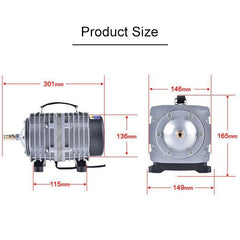 ACO-012 320W 143L/Min Electromagnetic Air Pump Compressor Seafood Fish Tank Increase Oxygen Air Flow Spliter, US Plug, ACO-012