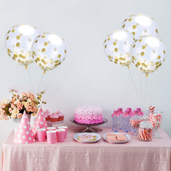 5 PCS 12 inch Transparent Gold Sequins Confetti Balloons, Holiday Party Wedding Decoration Confetti Balloons, Random Style Delivery, 12 inch Sequins Confetti Balloons