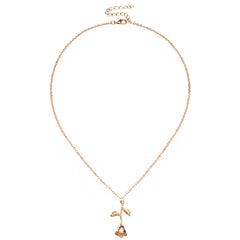 Valentines Day Gift Rose Flower Pendant Jewelry Chain Necklace, Chain Length: 45cm