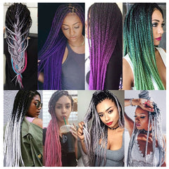 Fashion Color Gradient Individual Braid Wigs Chemical Fiber Big Braids, Length: 60cm(18Navy Blue+Sky Blue), 01, 02, 03, 06, 08, 15, 16, 17, 18, 26, 27, 28, 29, 54, 59