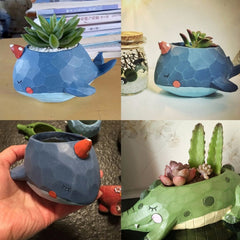 Lovely Home Garden Office Resin Cartoon Animal Shaped Plant Flower Pot Decoration Animal Flower Pots Planter, Animal Shaped