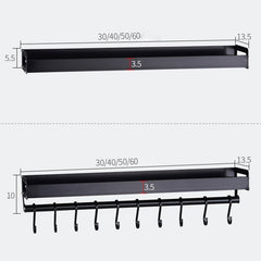 40cm Kitchen Multi-function Wall Hanging Holder Seasoning Storage Rack, 40cm(Black)