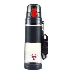 Teloy TNY-9601 650ML Portable Snap Cap Space Cup Bottle, Applicative Water Temperature: ﹣20 ~ 120 Celsius Degrees, TNY-9601 (Dark Grey + Red)
