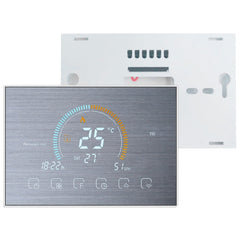BHT-8000-GALW-SS Brushed Stainless Steel Mirror Control Water Heating Energy-saving and Environmentally-friendly Smart Home Negative Display LCD Screen Round Room Thermostat with WiFi, with WiFi