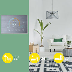 BHT-8000-GALW-SS Brushed Stainless Steel Mirror Control Water Heating Energy-saving and Environmentally-friendly Smart Home Negative Display LCD Screen Round Room Thermostat with WiFi, with WiFi