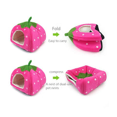 Strawberry Shaped Foldable Short Plush Pet House Nest, Size: S, Red, Size S, Pink, Size S, Blue, Size S, Purple, Size S