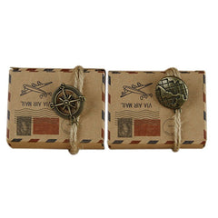 100 PCS European Wedding Retro Kraft Paper Mail Pattern Sugar Box, Size: 6x3.5x4.5cm, Compass shapped