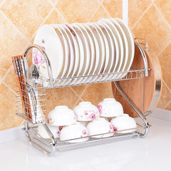 Multi-function Kitchen Stainless Steel Double Diskes Rack Hanging Knife Chopping Block Holder, Knife Chopping Block Holder