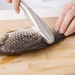 Kitchen Essential Stainless Steel Bidirectional Sawtooth Fish Scraper Fish Scale Planing Knife, 22.5x3cm