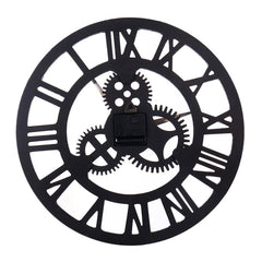 Retro Wooden Round Single-sided Gear Clock Rome Number Wall Clock, Diameter: 70cm, Rome Number 70cm, Rome Number  70cm