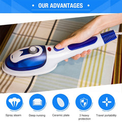 Multifunction Household Handheld Steamer Travel Portable Hand - Held Steam Hanging Hot Machine Ceramic Bottom with Flannelette Brush & Hair Brush & Measuring Cup,US Plug, US Plug Purple